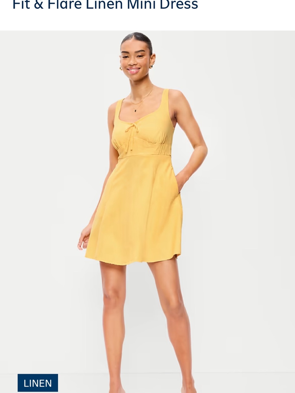 GAP Yellow Linen Fit & Flare Mini Dress